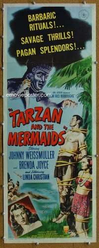 w041 TARZAN & THE MERMAIDS insert movie poster '48 Johnny Weissmuller