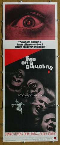 w043 TWO ON A GUILLOTINE insert movie poster '65 in a house of terror!
