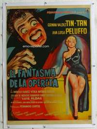 w227 EL FANTASMA DE LA OPERETA linen Mexican movie poster '60