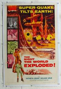 w265 NIGHT THE WORLD EXPLODED linen one-sheet movie poster '57 Kathryn Grant