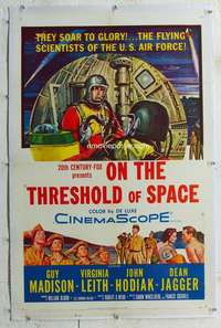 w269 ON THE THRESHOLD OF SPACE linen one-sheet movie poster '56 Air Force!