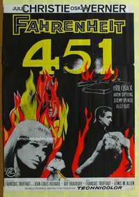 w108 FAHRENHEIT 451 Swedish movie poster '67 Truffaut, Aberg art!