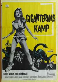 w110 ONE MILLION YEARS BC Swedish movie poster '66 sexy Raquel Welch!