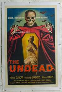 w280 UNDEAD linen one-sheet movie poster '57 Corman, sexy Allison Hayes!