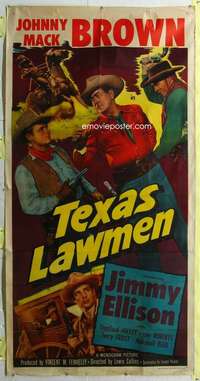 c066 TEXAS LAWMEN three-sheet movie poster '51 Johnny Mack Brown, Jim Ellison