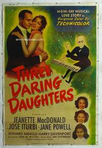 c164 THREE DARING DAUGHTERS Forty by Sixty movie poster '48 Al Hirschfeld art!