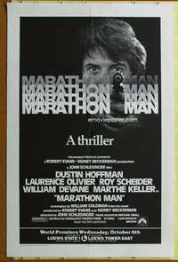 c022 MARATHON MAN world premiere one-sheet movie poster '76 Dustin Hoffman
