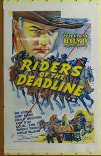 c120 RIDERS OF THE DEADLINE R40s cool art of Hopalong Cassidy + Bob Mitchum credited!