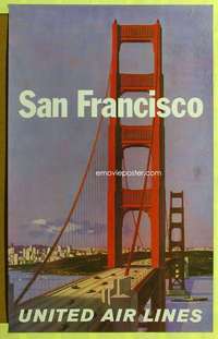 c081 UNITED AIRLINES SAN FRANCISCO travel poster 1950s