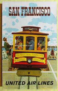 c083 UNITED AIRLINES SAN FRANCISCO #1 travel poster '50s