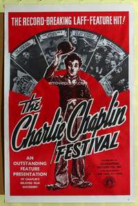 d107 CHARLIE CHAPLIN FESTIVAL 27x41 one-sheet movie poster R1960s comedy shorts!