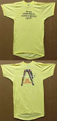 d001 FOR YOUR EYES ONLY L yellow Special Promotional Movie T-Shirt '81 James Bond!