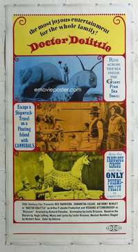 e018 DOCTOR DOLITTLE linen three-sheet movie poster R69 Rex Harrison, Fleischer