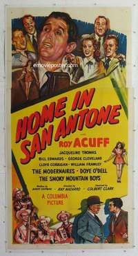 e031 HOME IN SAN ANTONE linen three-sheet movie poster '49 Roy Acuff sings!