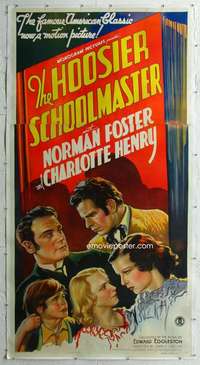 e032 HOOSIER SCHOOLMASTER linen three-sheet movie poster '35 Norman Foster