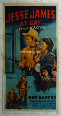 e034 JESSE JAMES AT BAY linen three-sheet movie poster '41 Roy Rogers, Gabby