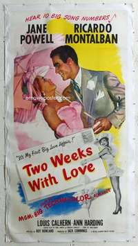 e063 TWO WEEKS WITH LOVE linen three-sheet movie poster '50 Powell, Montalban