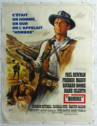 e122 HOMBRE linen French one-panel movie poster '66 Paul Newman, Martin Ritt