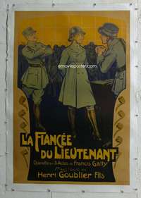 e114 LA FIANCEE DU LIEUTENANT linen French 31x46 movie poster '17 operetta!