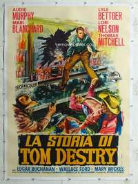 e094 DESTRY linen Italian one-panel movie poster '54 Audie Murphy, western