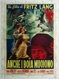 e097 HANGMEN ALSO DIE linen Italian one-panel movie poster R61 Fritz Lang