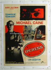 e100 IPCRESS FILE linen Italian one-panel movie poster '65 spy Michael Caine!