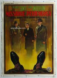 e091 CASE OF THE RED MONKEY linen Italian one-panel movie poster R61 noir!
