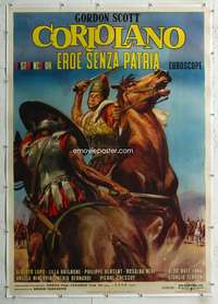 e110 THUNDER OF BATTLE linen Italian one-panel movie poster '64 Gordon Scott