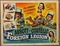 f032 ABBOTT & COSTELLO IN THE FOREIGN LEGION half-sheet movie poster '50