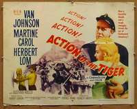 f036 ACTION OF THE TIGER style B half-sheet movie poster '57 Van Johnson