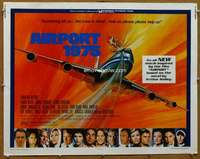 f039 AIRPORT 1975 half-sheet movie poster '74 Charlton Heston, Karen Black