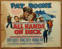f043 ALL HANDS ON DECK half-sheet movie poster '61 Pat Boone, Barbara Eden