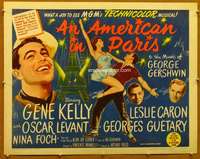 f044 AMERICAN IN PARIS half-sheet movie poster R63 Gene Kelly classic!