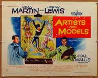 f052 ARTISTS & MODELS style B half-sheet movie poster '55 Martin & Lewis