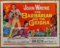 f067 BARBARIAN & THE GEISHA half-sheet movie poster '58 John Wayne, Ando