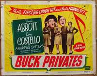 f097 BUCK PRIVATES half-sheet movie poster R53 Bud Abbott & Lou Costello!