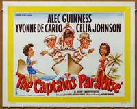 f019 CAPTAIN'S PARADISE English half-sheet movie poster '53 Alec Guinness