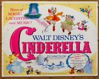 f127 CINDERELLA half-sheet movie poster R73 Walt Disney classic cartoon!