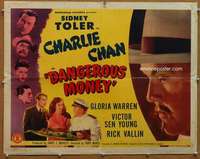 f149 DANGEROUS MONEY half-sheet movie poster '46 Toler, Charlie Chan!