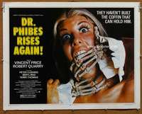 f174 DR PHIBES RISES AGAIN half-sheet movie poster '72 great horror image!