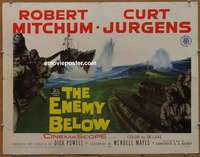 f181 ENEMY BELOW half-sheet movie poster '58 Robert Mitchum, Curt Jurgens