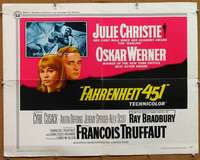 f185 FAHRENHEIT 451 half-sheet movie poster '67 Francois Truffaut
