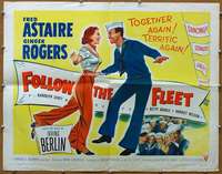 f199 FOLLOW THE FLEET half-sheet movie poster R53 Astaire & Rogers!
