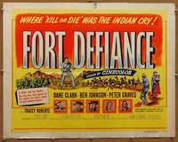 f202 FORT DEFIANCE style B half-sheet movie poster '51 Dane Clark western!