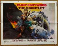 f213 GAUNTLET half-sheet movie poster '77 Eastwood, Frank Frazetta art!