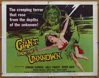 f215 GIANT FROM THE UNKNOWN half-sheet movie poster '58 creeping terror!