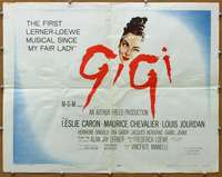 f218 GIGI half-sheet movie poster '58 Leslie Caron, Maurice Chevalier