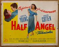 f231 HALF ANGEL half-sheet movie poster '51 Loretta Young, Joe Cotten