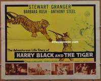 f233 HARRY BLACK & THE TIGER half-sheet movie poster '58 cool tiger image!