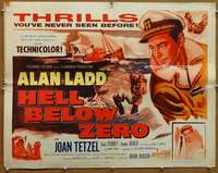 f237 HELL BELOW ZERO style B half-sheet movie poster '54 Ladd in Antarctica!